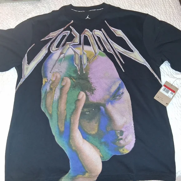 Jordan Black Multicolor Graphic Short Sleeve Shirt - Picture 1 of 1